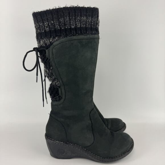 UGG Women's Skylair Tall Gray Suede Sweater Knit Wedge Boots Size 8 - Picture 1 of 8